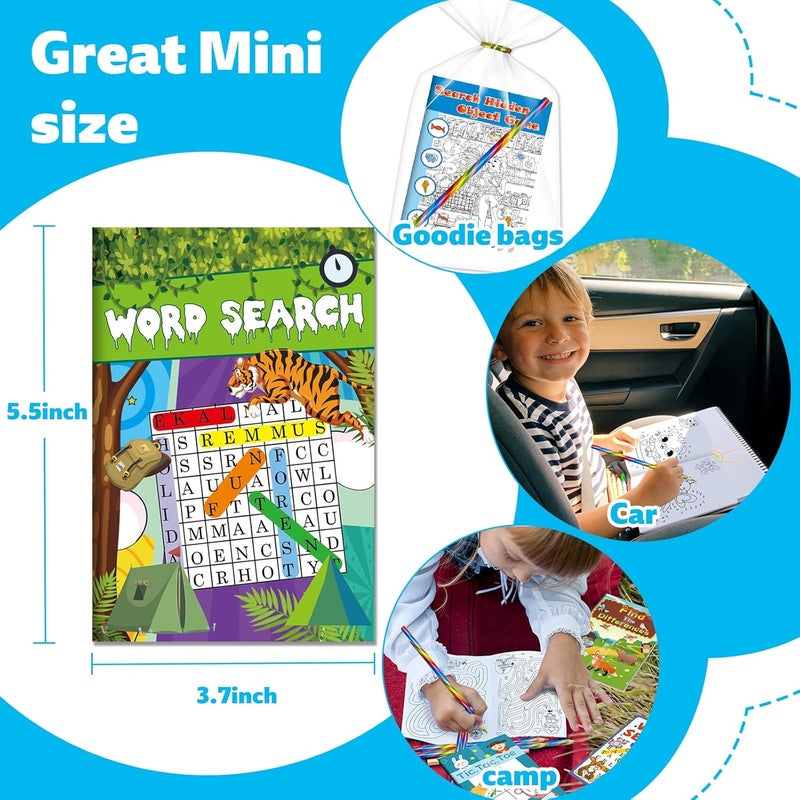 Party Favors for Kids,24 Pack Activity Books for Kids Ages 4-8 8-12,Bulk Mini Puzzle Books with Colored Pencils,Birthday Goodie Bags Stuffers Toddlers Return Gifts Classroom Prizes - Image 4
